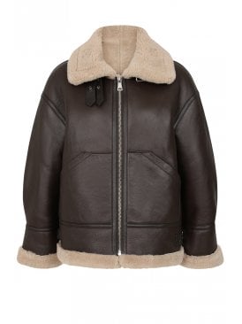 Tabitha Clean Lines Zip Front Shearling Jacket