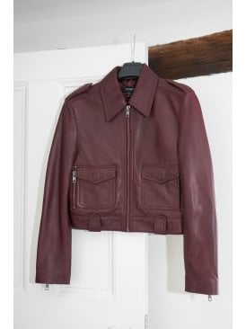 Tabitha Zip Front Leather Bomber