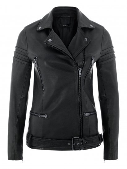 Vye Grey Leather Longline Biker Jacket