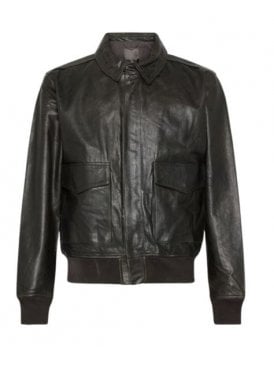 Waxed Leather Collared Bomber 