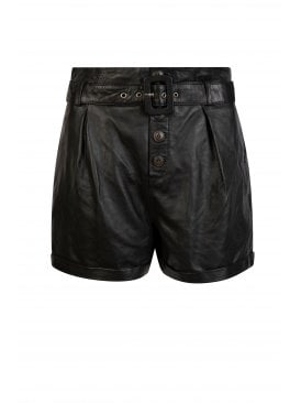 Wrenlee Parker Belted Leather Shorts 			
