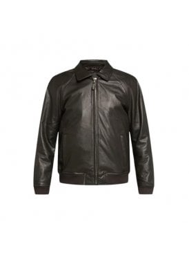 Zip Front Leather Bomber
