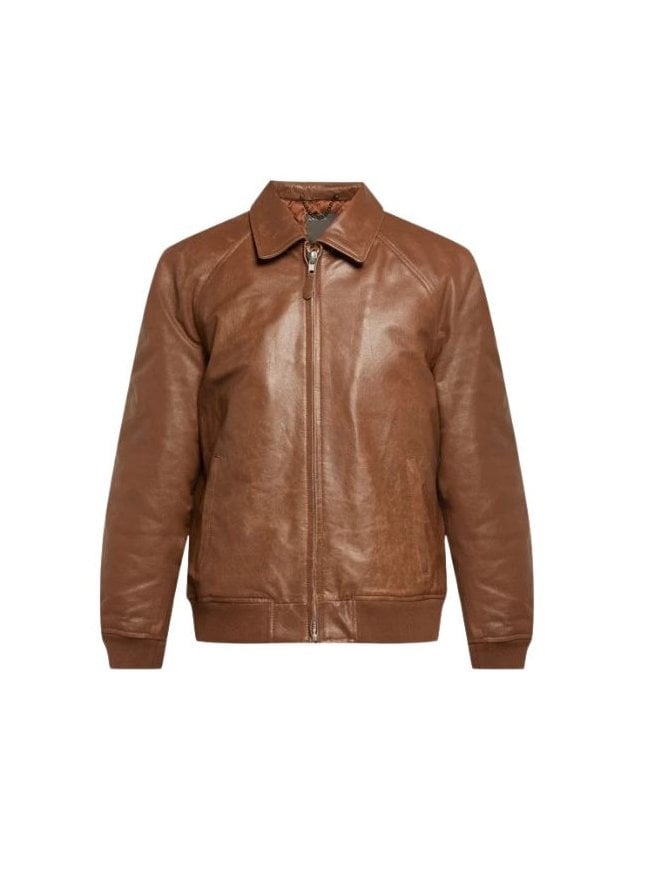 Zip Front Leather Bomber