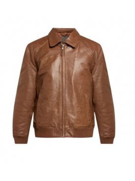 Zip Front Leather Bomber