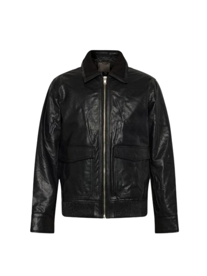 Zip Front Leather Bomber
