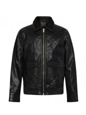 Zip Front Leather Bomber